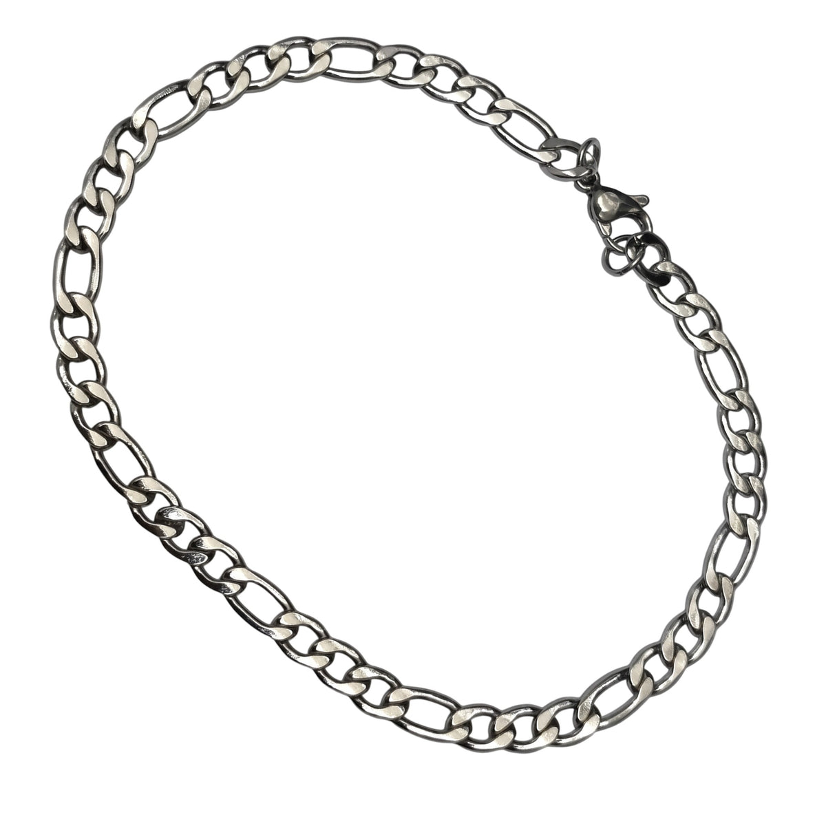 Aramat Jewels® zilverkleurige Figaro schakelarmband van 5mm breed en 23cm lang, gemaakt van RVS.