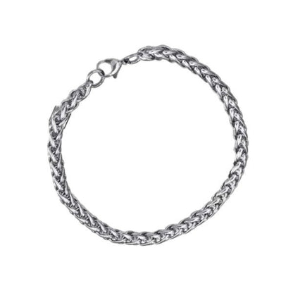 Zilverkleurige Aramat Jewels vossenstaart armband van RVS met een breedte van 5 mm voor dames en heren.