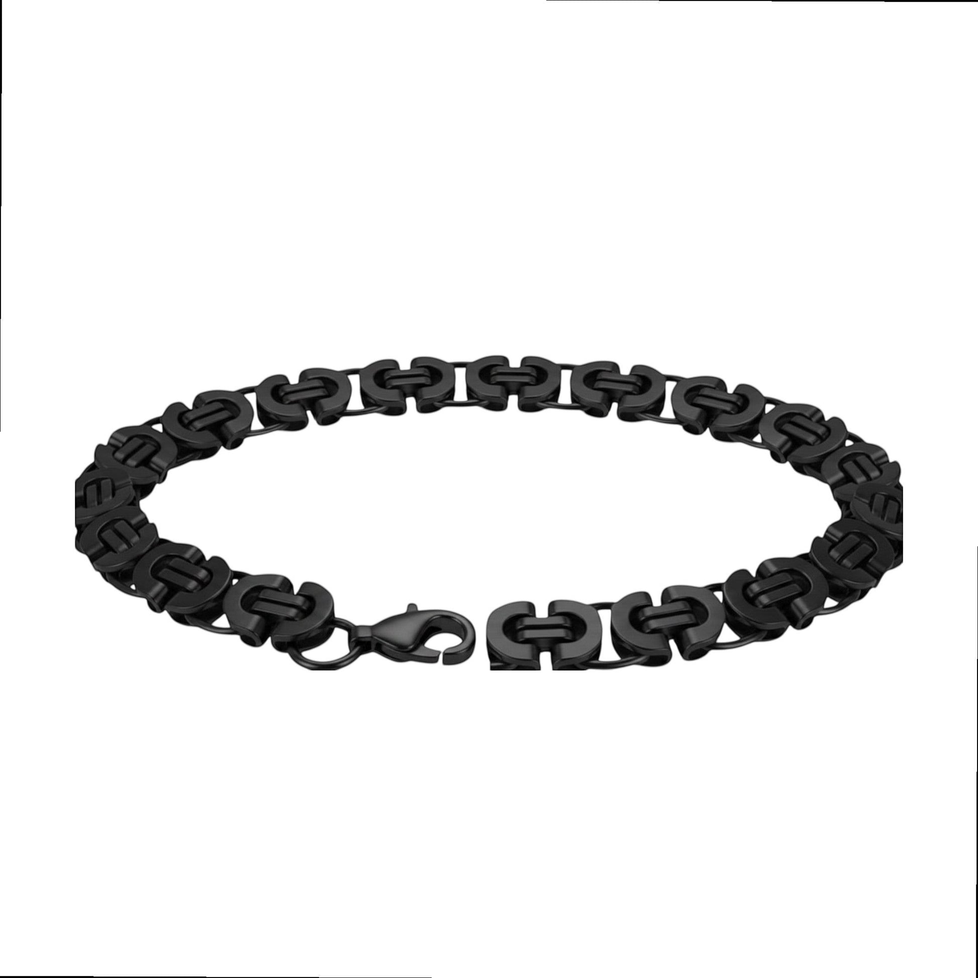 Aramat Jewels stoere zwarte koningsschakel armband van staal, 23 cm lang en 12 mm breed.