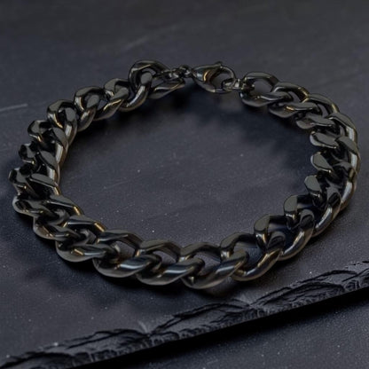 Aramat Jewels zwarte gourmetarmband van 12mm breed RVS staal met een stoere, tijdloze uitstraling.