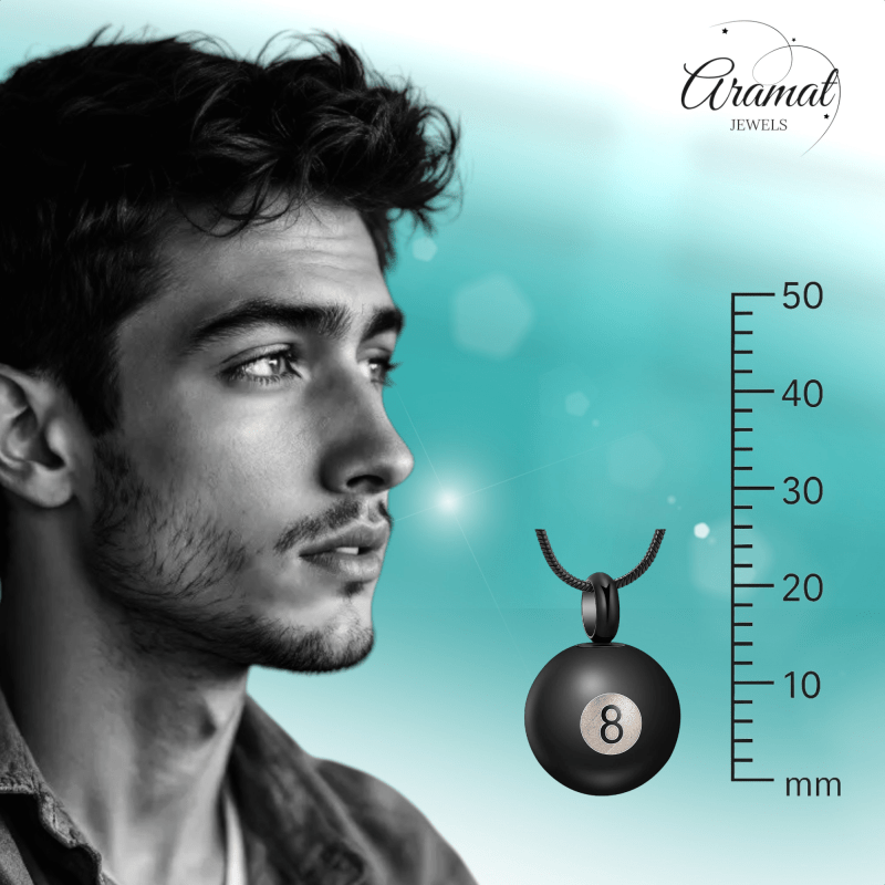 Ashanger Biljartbal met Cijfer 8 - Zwart RVS - hang1323 - 20002 - Gedenkhangers kopen# - alles - ashangers - Assieraad