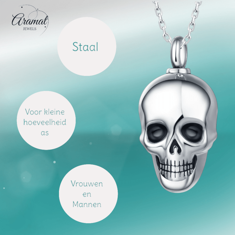Ashanger Doodshoofd - Zilverkleurig RVS - 30x20 mm - hang1359 - Gedenkhangers kopen# - 30mm - alles - ashangers