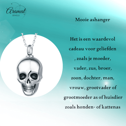 Ashanger Doodshoofd - Zilverkleurig RVS - 30x20 mm - hang1359 - Gedenkhangers kopen# - 30mm - alles - ashangers