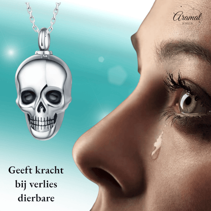 Ashanger Doodshoofd - Zilverkleurig RVS - 30x20 mm - hang1359 - Gedenkhangers kopen# - 30mm - alles - ashangers