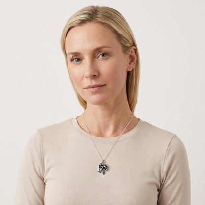 Ashanger Roosvormig met Twee Blaadjes - Zilverkleurig RVS - Aramat Jewels - Gedenkhangers - cadeautip