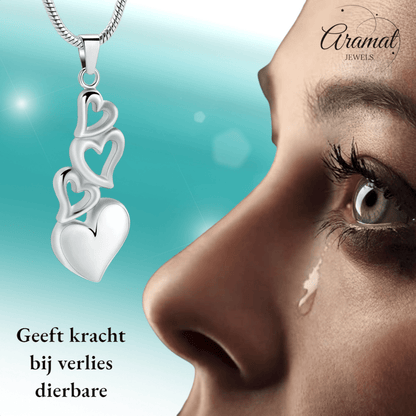 Ashanger vier harten – symbolisch rouwsieraad staal - Aramat Jewels - Gedenkhangers - cadeautip