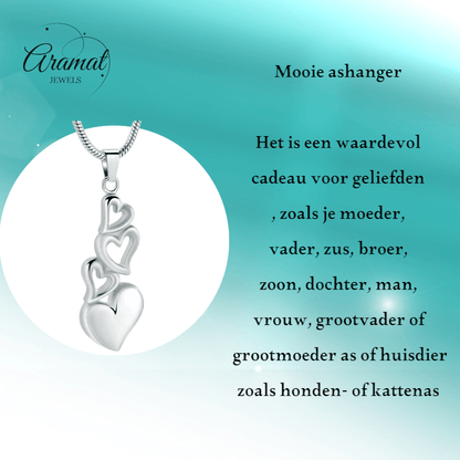 Ashanger vier harten – symbolisch rouwsieraad staal - Aramat Jewels - Gedenkhangers - cadeautip