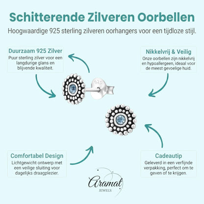 Bali Oorbellen Licht Blauw Kristal | 925 Zilver - Aramat Jewels - Oorbellen - cadeautip
