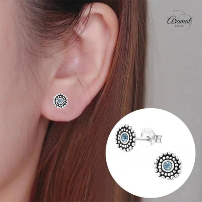 Bali Oorbellen Licht Blauw Kristal | 925 Zilver - oor1058 - 29351 - Oorbellen kopen# - 6mm - 925 Zilver - alles