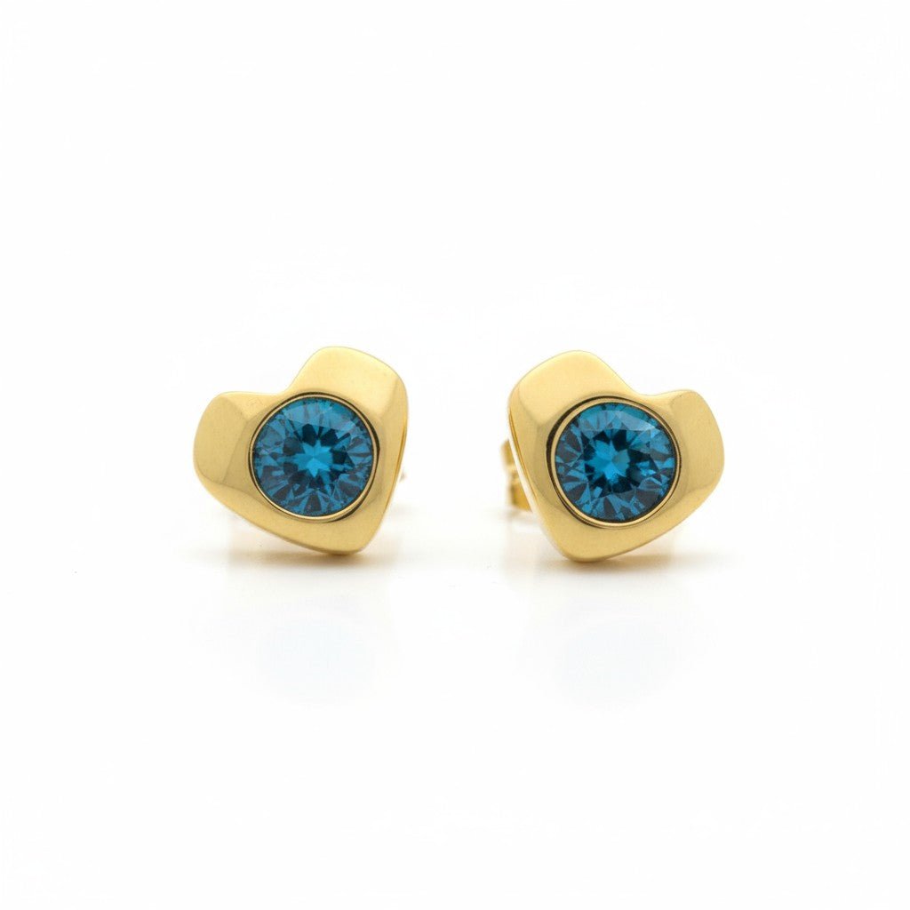 Blauwe Zirkonia Hartjes Oorbellen - Aramat Jewels - Oorbellen - cadeautip