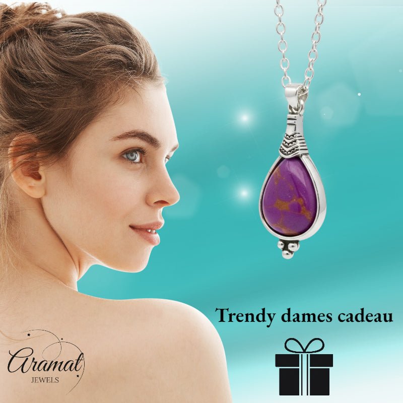 Bohemien Ketting met Druppelvormige Hanger - Aramat Jewels - Halskettingen - cadeautip