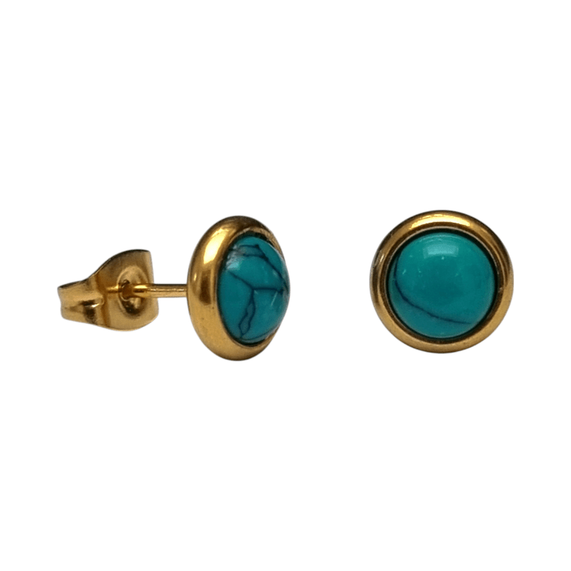 Boho Goudkleurige Oorbellen met Turquoise Groen 8mm - oor3065 - Oorbellen kopen# - 8mm - alles - cadeau