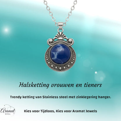 Boho halsketting met blauwe steen - Aramat Jewels - Halskettingen - cadeautip