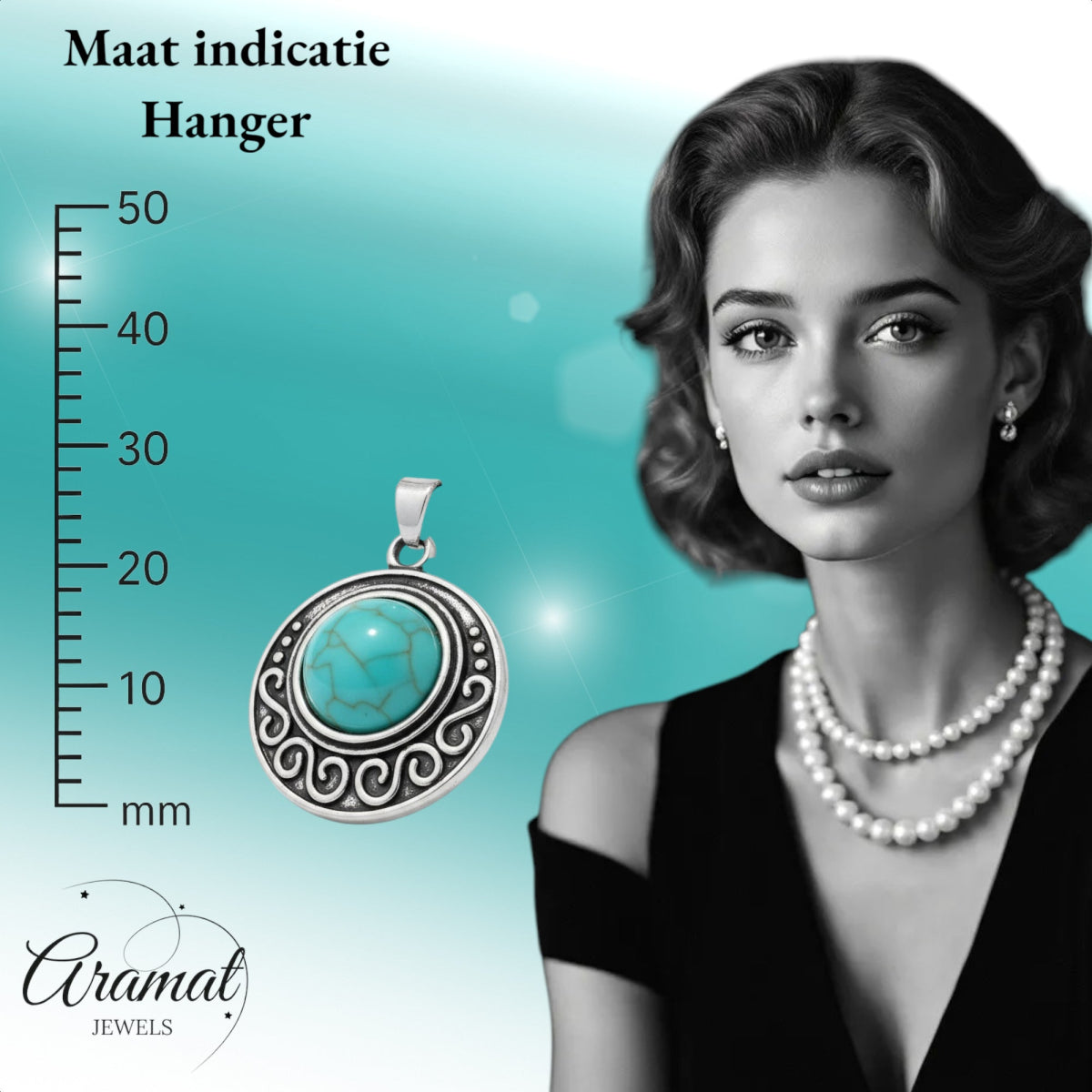 Boho Ketting met Gemarmerde Turquoise Steen - Aramat Jewels - Halskettingen - cadeautip