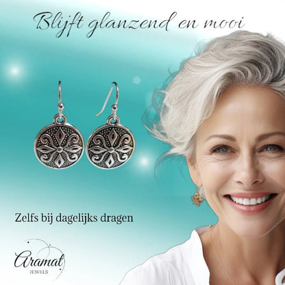 Boho Oorhangers Ronde Bedel – Antieke Legering – 28x15mm - oor6060 - Oorhangers kopen# - 28mm - alles - bali