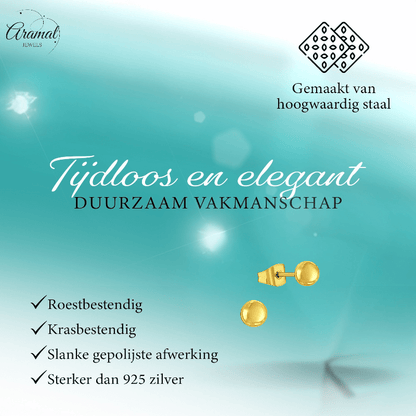 Bolletjes oorbellen – Goudkleur – 4mm - oor1007 - xe5558 - Oorbellen kopen# - 4mm - alles - bolletjes