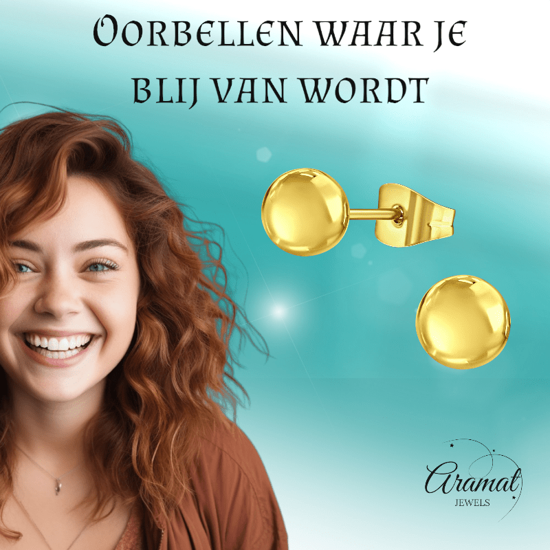 Bolletjes oorbellen – Goudkleur – 6mm - oor2720 - 14136 - Oorbellen kopen# - 6mm - alles - bolletjes