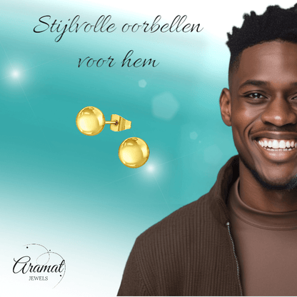 Bolletjes oorbellen – Goudkleur – 8mm - oor2725 - 14138 - Oorbellen kopen# - 8mm - alles - bolletjes