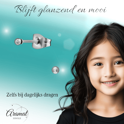 Bolletjes oorbellen – zilverkleur – 2mm - oor2742 - XE2224 - Oorbellen kopen# - 2mm - alles - bolletjes
