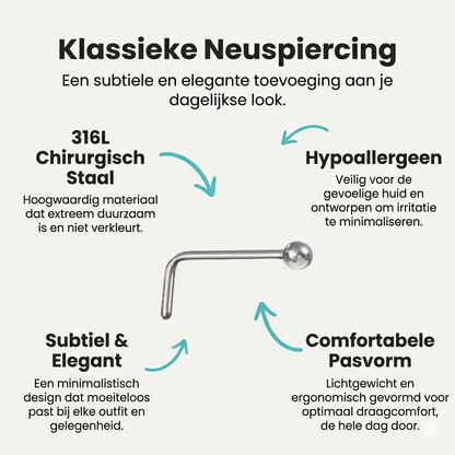 Stalen Neuspiercing Zilverkleurig Bolletje – 2mm L-staafje