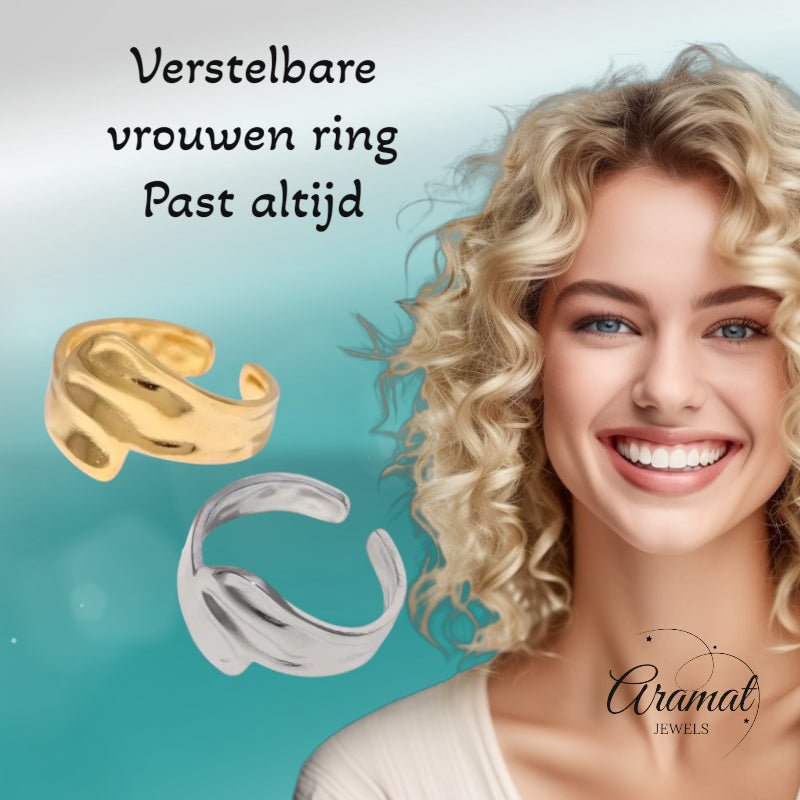 Brede Moderne One Size Ring RVS (14 mm) - Aramat Jewels - Ringen - cadeautip