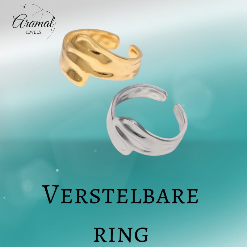 Brede Moderne One Size Ring RVS (14 mm) - Aramat Jewels - Ringen - cadeautip