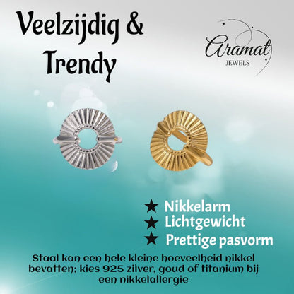 Brede One Size Ring RVS met Cirkel en Lijnenspel (18 mm) - Aramat Jewels - Ringen - cadeautip