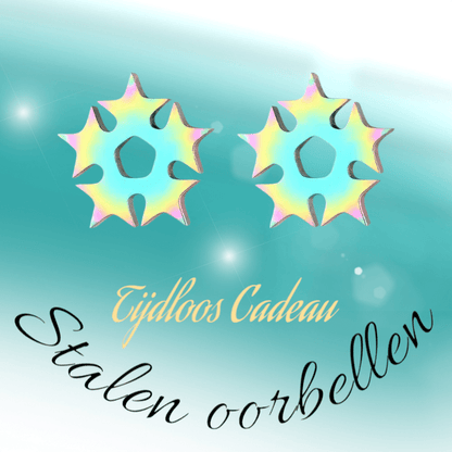 Cirkel van sterren oorstekers multikleur – 9mm - Aramat Jewels - Oorbellen - cadeautip