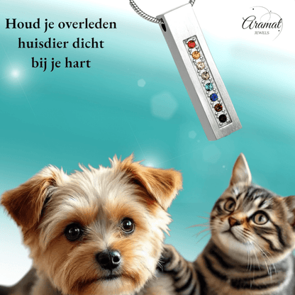 Crematiehanger buis multi - zirkonia – zilverkleur – 34mm - Aramat Jewels - Gedenkhangers - cadeautip