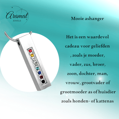 Crematiehanger buis multi - zirkonia – zilverkleur – 34mm - Aramat Jewels - Gedenkhangers - cadeautip