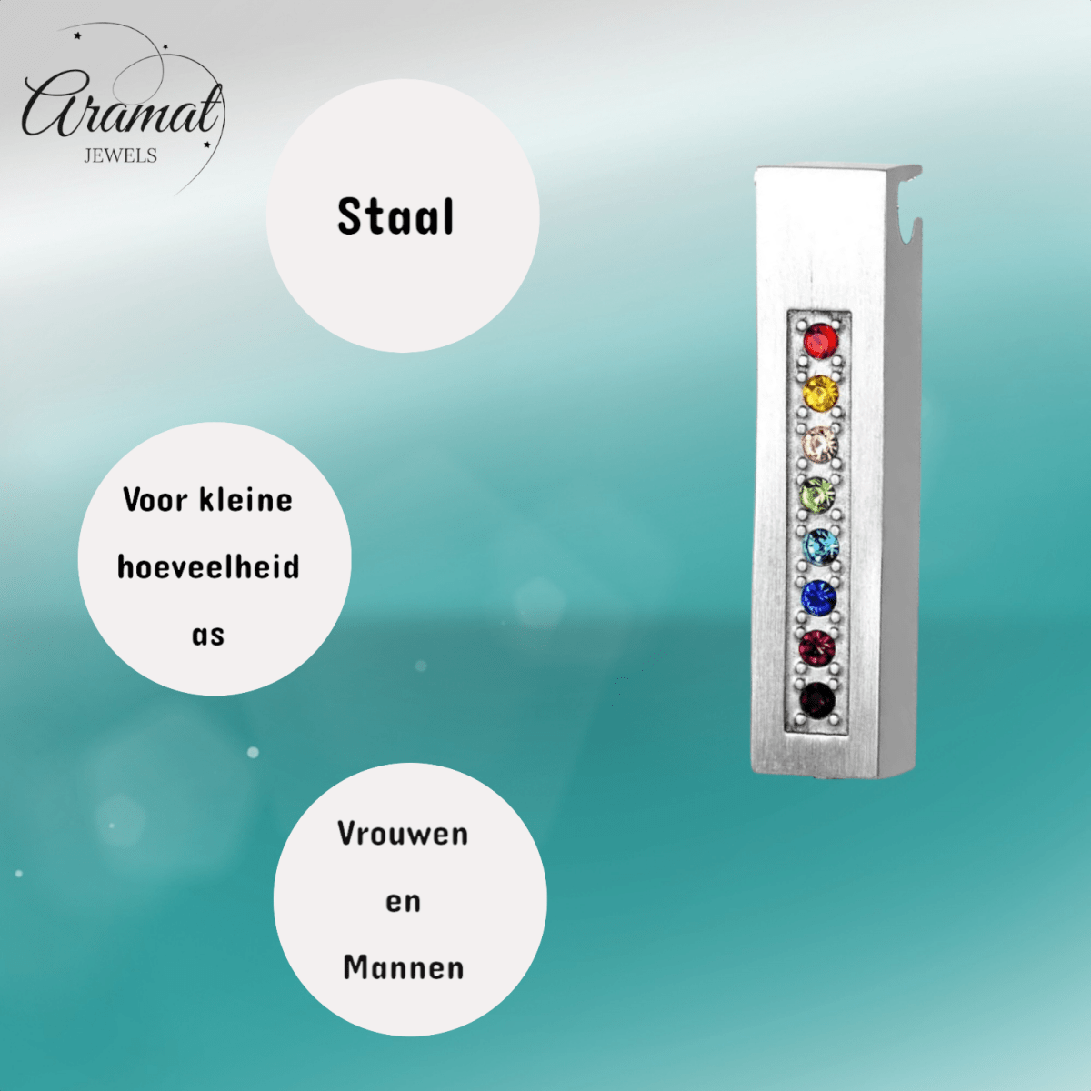 Crematiehanger buis multi - zirkonia – zilverkleur – 34mm - Aramat Jewels - Gedenkhangers - cadeautip