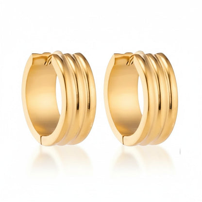 Creolen – RVS Goudkleur met Twee Strepen (13mm of 20mm) - Aramat Jewels - Oorringen - cadeautip