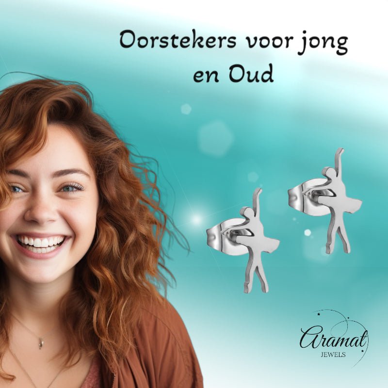 Danseres Oorbellen – Zilverkleurig Staal 11x6mm - Aramat Jewels - Oorbellen - cadeautip