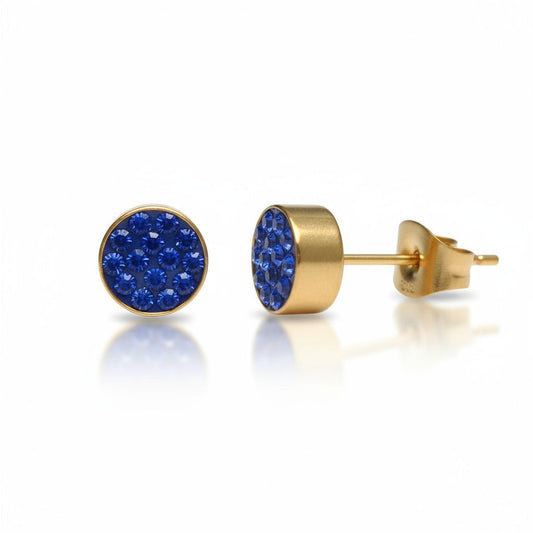 Donkerblauwe kristallen oorstekers 6mm - Aramat Jewels - Oorbellen - cadeautip