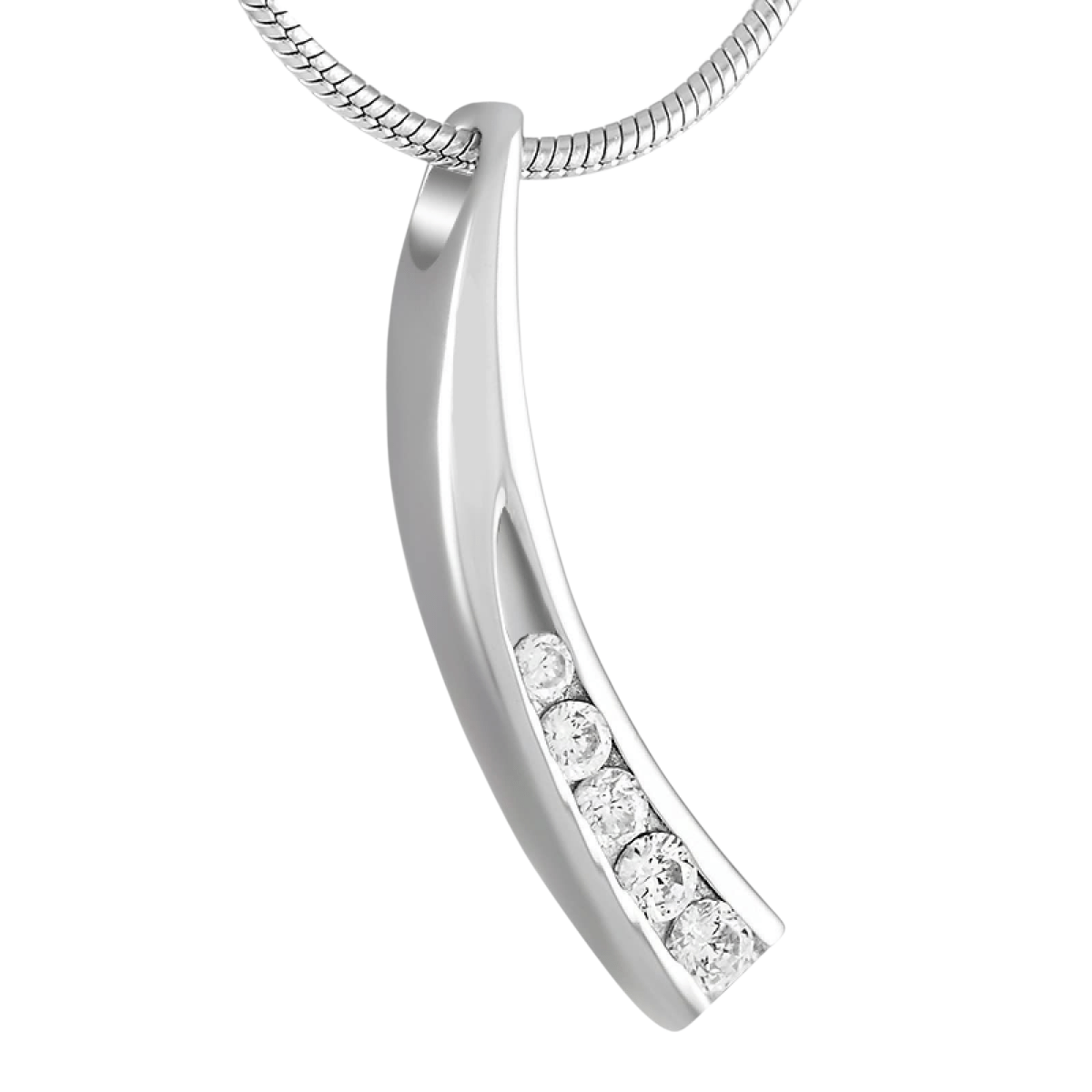 Elegante gebogen crematiehanger met zirkonia – staal - Aramat Jewels - Gedenkhangers - cadeautip