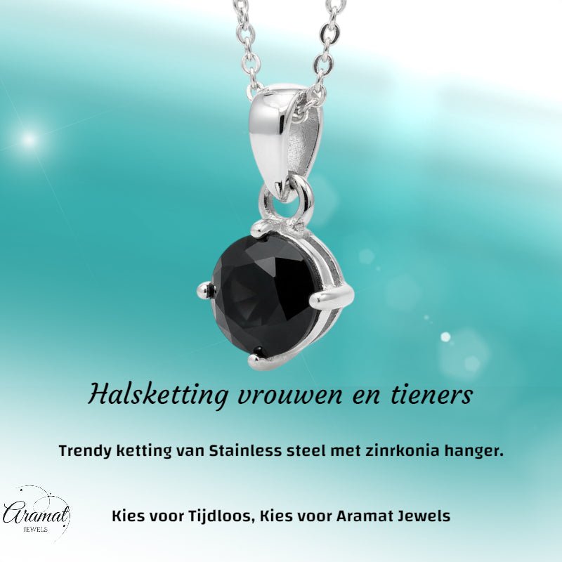 Elegante Rvs Zirkonia Hanger - Aramat Jewels - Bedelketting - cadeautip