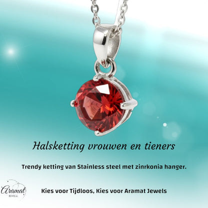 Elegante Rvs Zirkonia Hanger - Aramat Jewels - Bedelketting - cadeautip