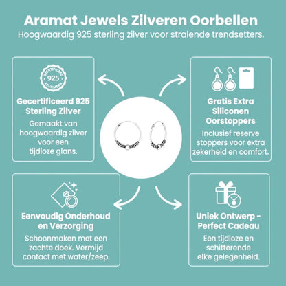 Etnische Bali Oorringen 18mm - Geoxideerd Zilver - Aramat Jewels - Oorringen - cadeautip