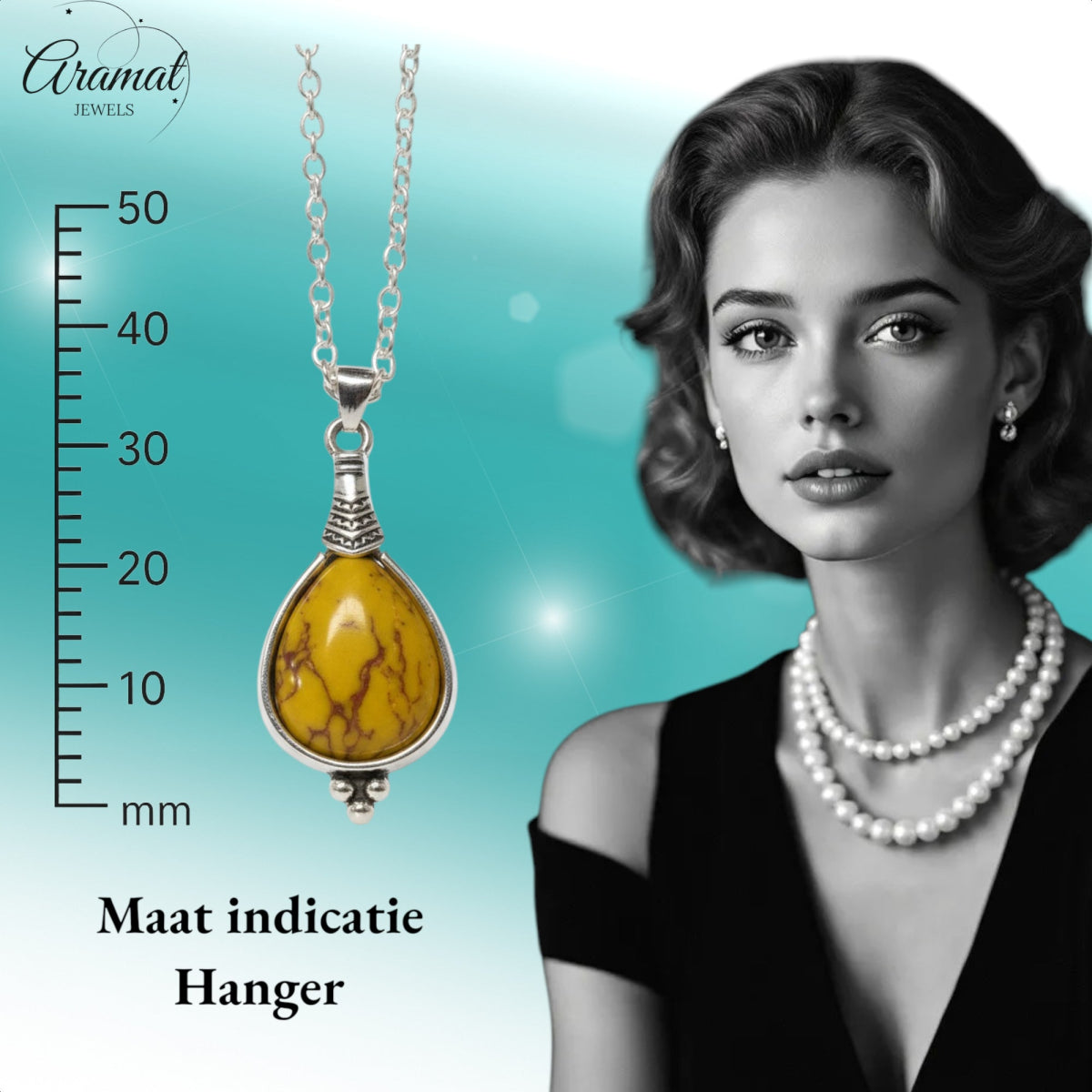 Gele Boho Ketting - Zinklegering - 33mm - Damesketting - Aramat Jewels - Halskettingen - cadeautip