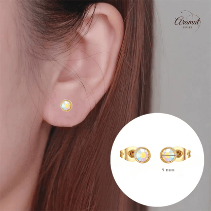 Goudkleurige AB kristal oorbellen – 5 mm - oor2752 - XE71662 - Oorbellen kopen# - 5mm - AB - AB Transparant