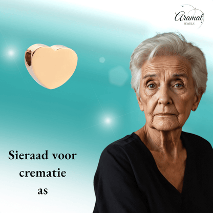 Goudkleurige asbedel hart – staal – 13mm - Aramat Jewels - Asbedels - cadeautip