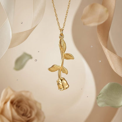 Goudkleurige Ashanger Roos - RVS - Aramat Jewels - Gedenkhangers - cadeautip