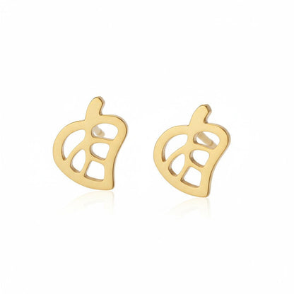 Goudkleurige blad oorbellen 10×8 mm - Aramat Jewels - Oorbellen - cadeautip