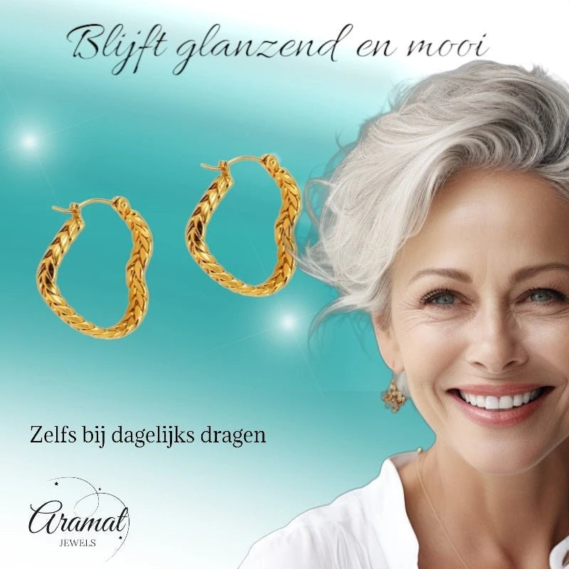 Goudkleurige Hart Oorringen 25mm - oor6307 - 558998 - Oorringen kopen# - 25mm - alles - cadeau