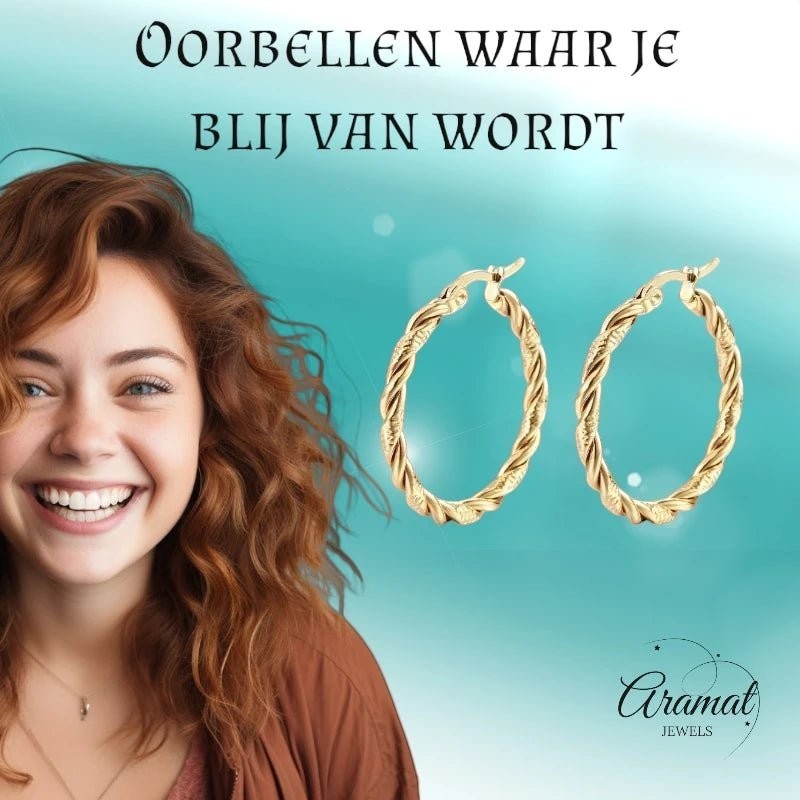 Goudkleurige Hoepel Oorringen 30mm - RVS - Elegant & Trendy - oor6238 - 22960 - Oorbellen kopen# - Goudkleur - 30mm - alles
