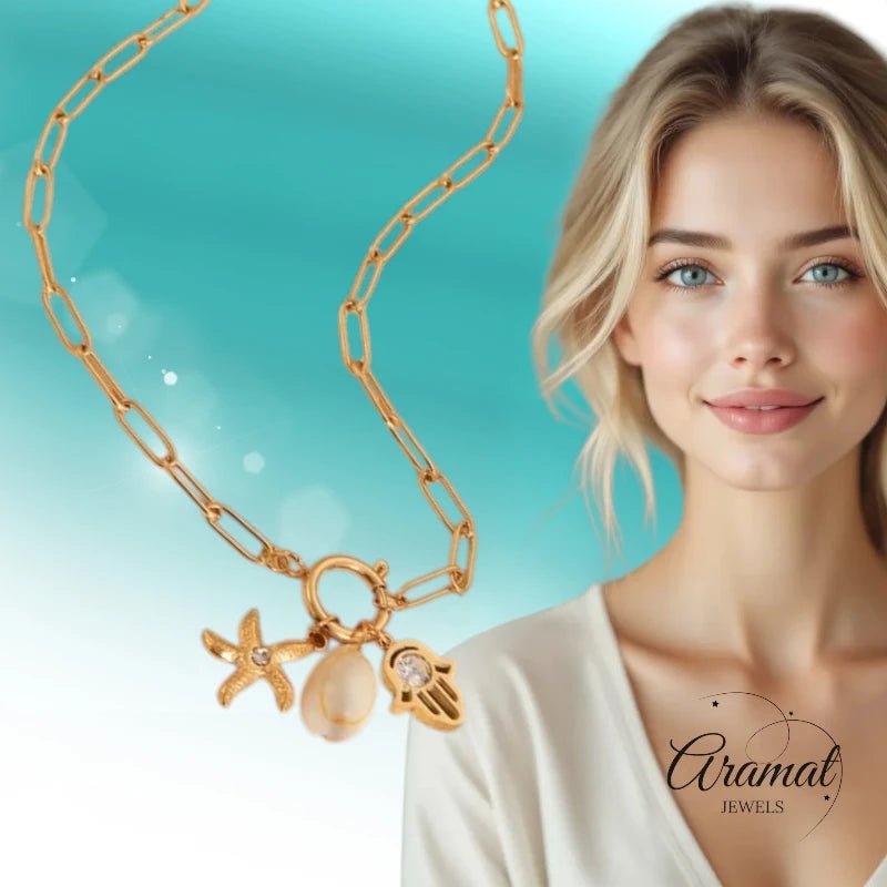 Goudkleurige ketting met verwisselbare bedels – 45 cm - ket1173 - 683680 - Halskettingen kopen# - 45cm - alles - Bedelketting