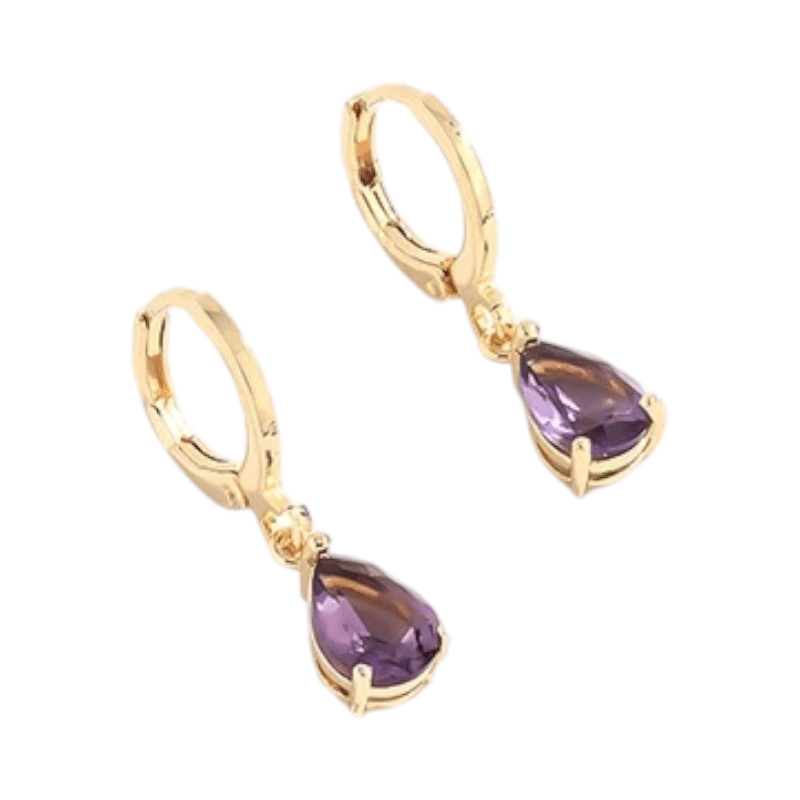 Goudkleurige Mini Oorringetjes Meisje – Paarse Zirkonia – 10mm - oor6339 - 66134 - Oorringen kopen# - 10mm - alles - cadeau