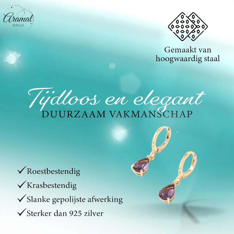 Goudkleurige Mini Oorringetjes Meisje – Paarse Zirkonia – 10mm - oor6339 - 66134 - Oorringen kopen# - 10mm - alles - cadeau