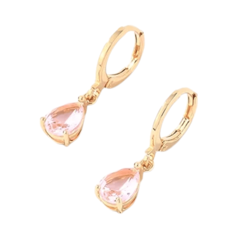 Goudkleurige Mini Oorringetjes Meisje – Roze Druppel Zirkonia – 10mm - oor6337 - 66132 - Oorringen kopen# - 10mm - alles - cadeau