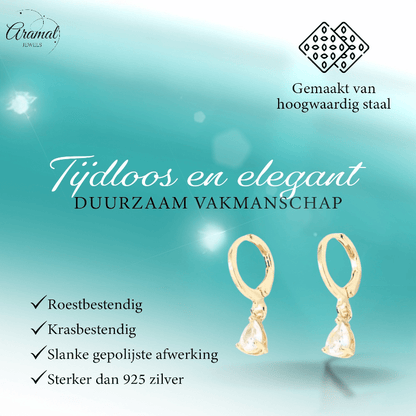 Goudkleurige Mini Oorringetjes Meisje – Transparante Zirkonia – 10mm - oor6340 - 66128 - Oorringen kopen# - 10mm - alles - cadeau